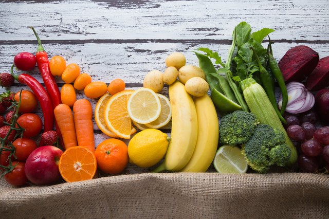 Multicolored fresh fruits and vegetables