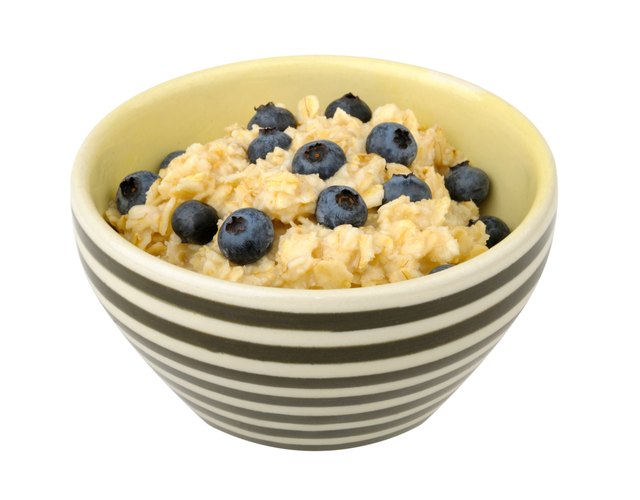 Oatmeal with blueberries in a bowl
