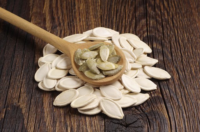 Pumpkin seeds in spoon