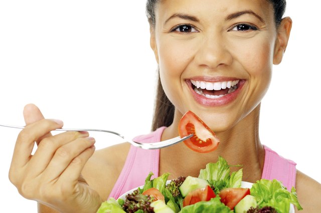 salad woman happy