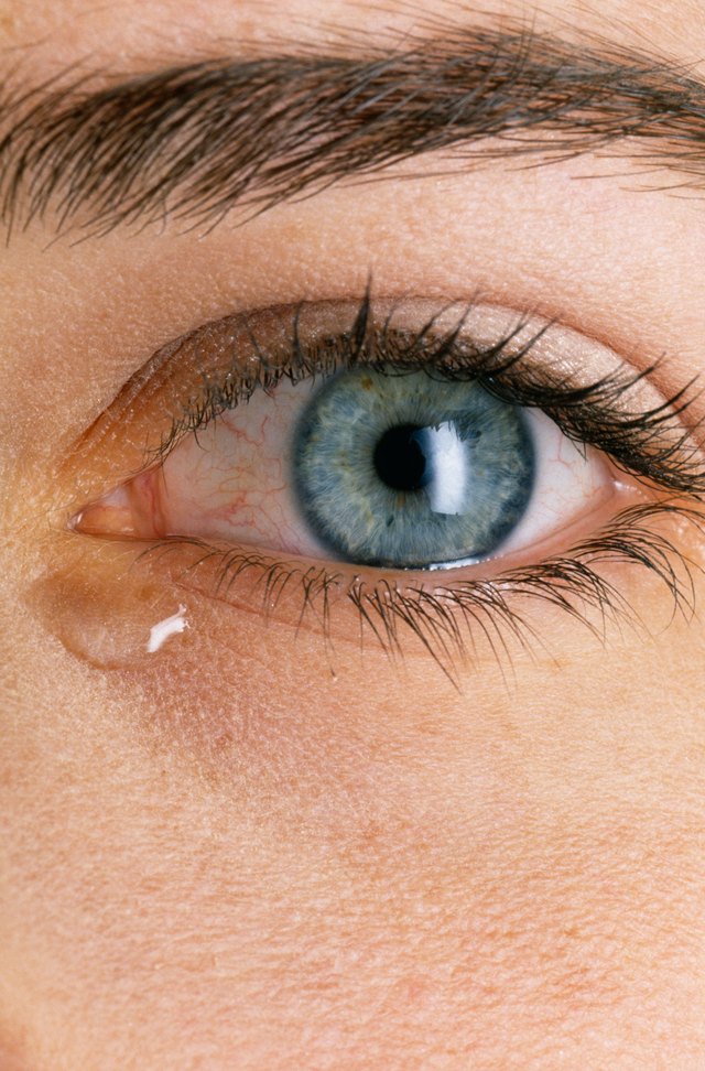 Tear in woman's eye