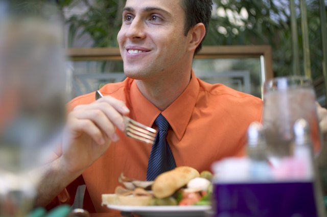 Businessman eating