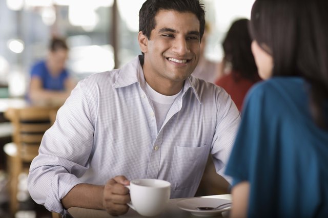 Couple having coffee in cafe
