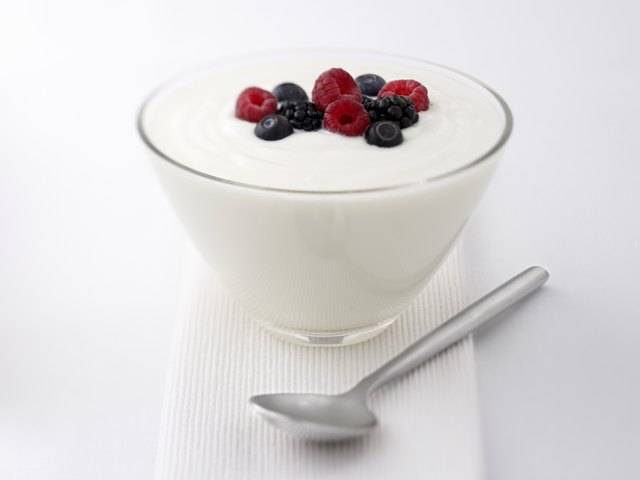 Close up of yogurt and fruit