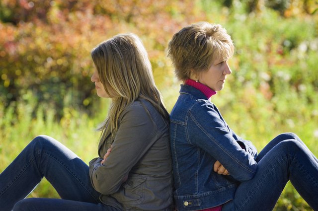 Angry mother and daughter sulking