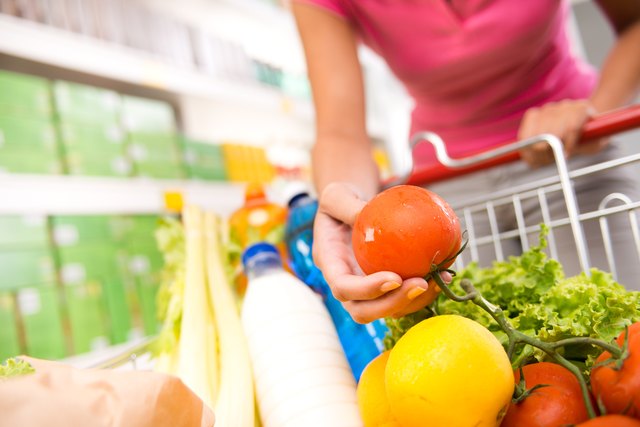 Full shopping cart at supermarket