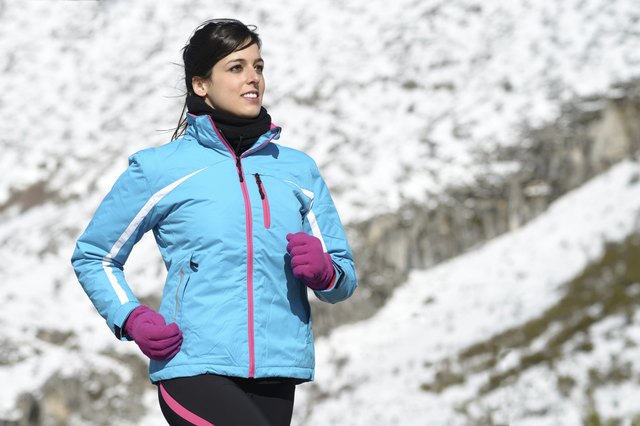 Female athlete winter running