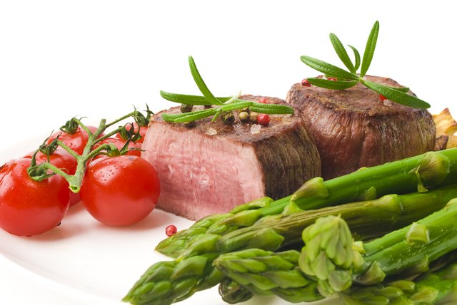 Barbecue Grilled Beef Steak Meat with Vegetables