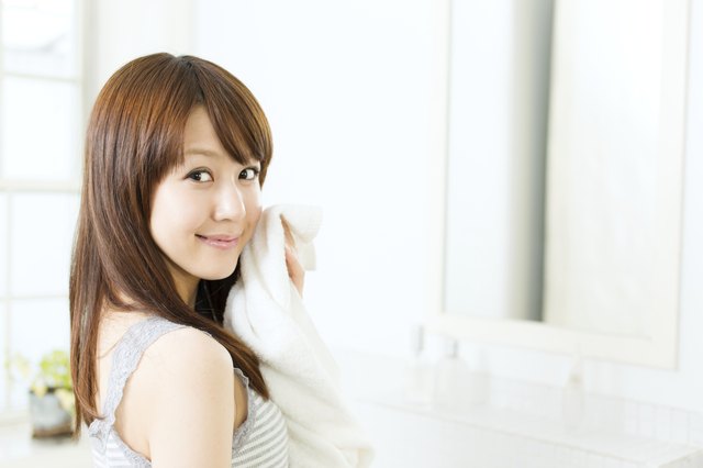 Beautiful asian woman after the face-wash