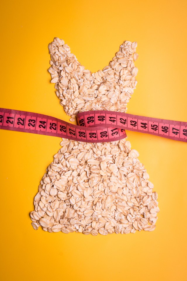 dress shape made from oatmeal with measuring tape