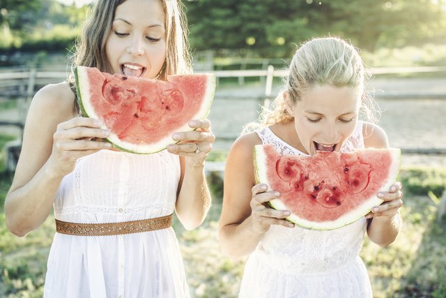 Eating watermelon