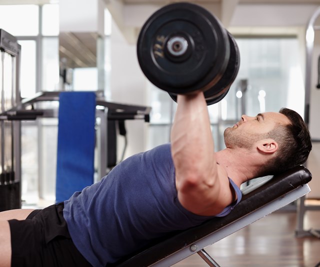 Chest workout on bench press