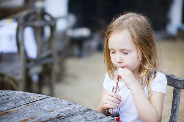 Little girl with a soft drink