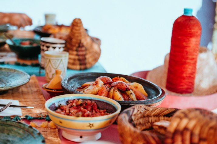 Moroccan food on table