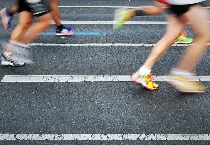People running in a road race
