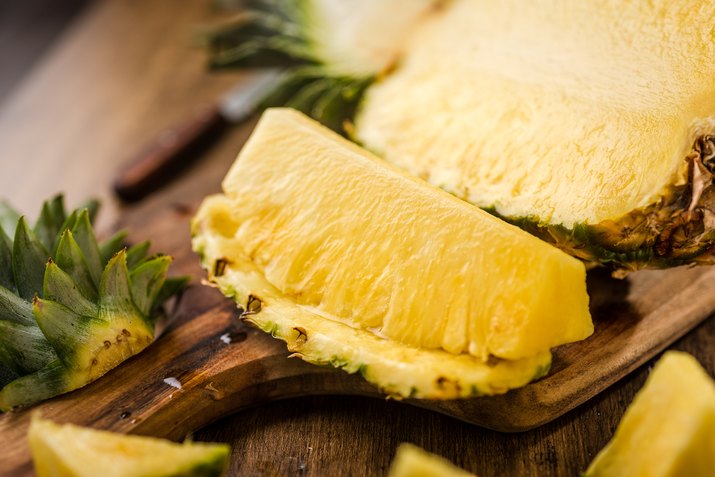 Sliced Pineapple on Chopping Board for muscle building diet