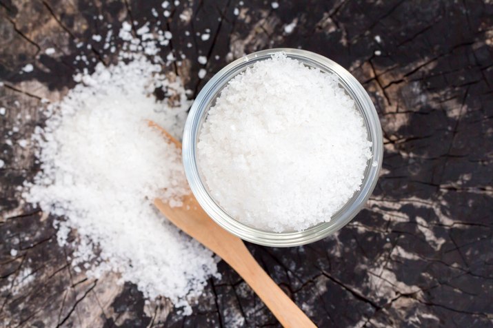 Salt on wooden block