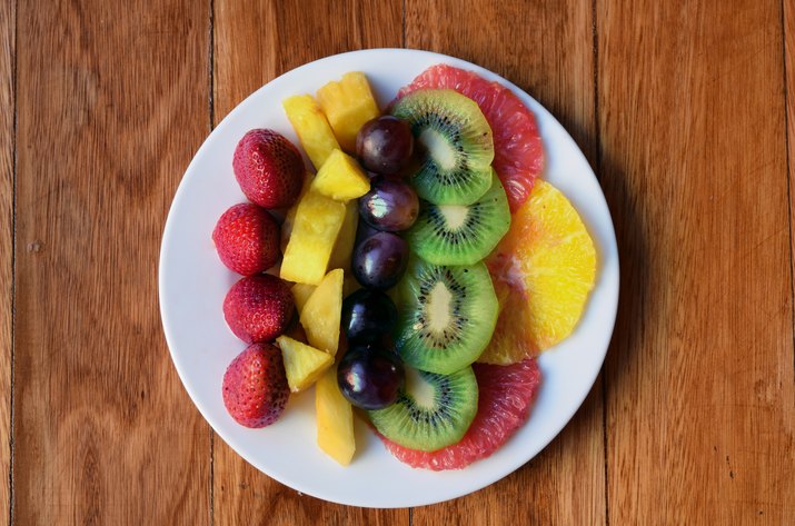 Fruit platter on a wooden table