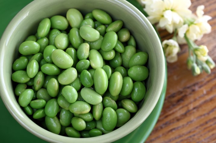 Soya Beans in Green Bowl