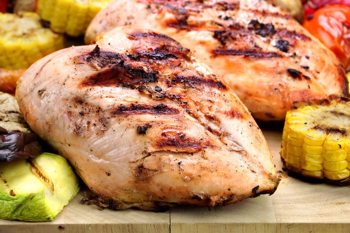 Grilled Chicken White Meat And Vegetables Close-Up