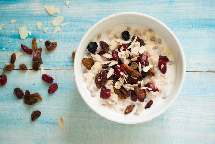 Oatmeal with dried fruit.