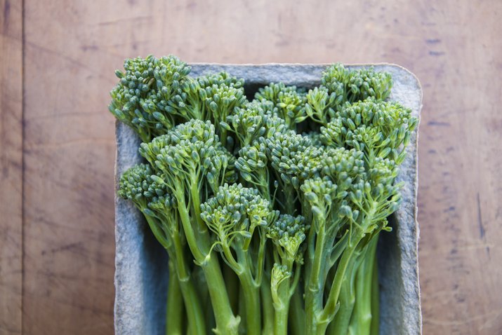 Tub of fresh broccoli