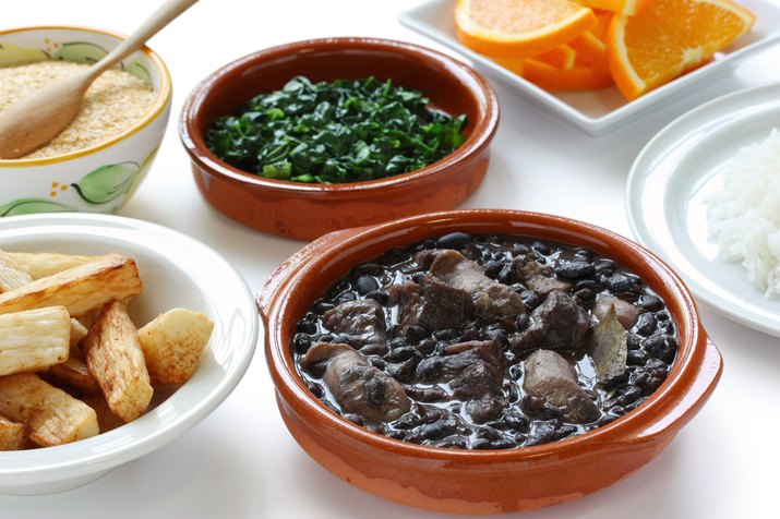 feijoada, black beans and meat stew, brazilian cuisine