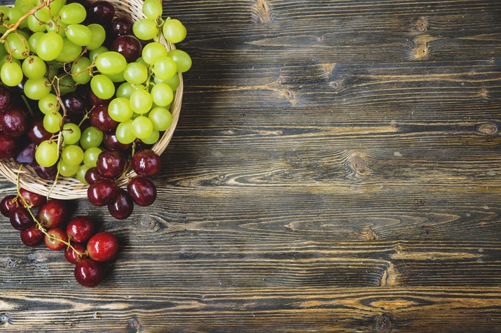 grapes in a wicker basket