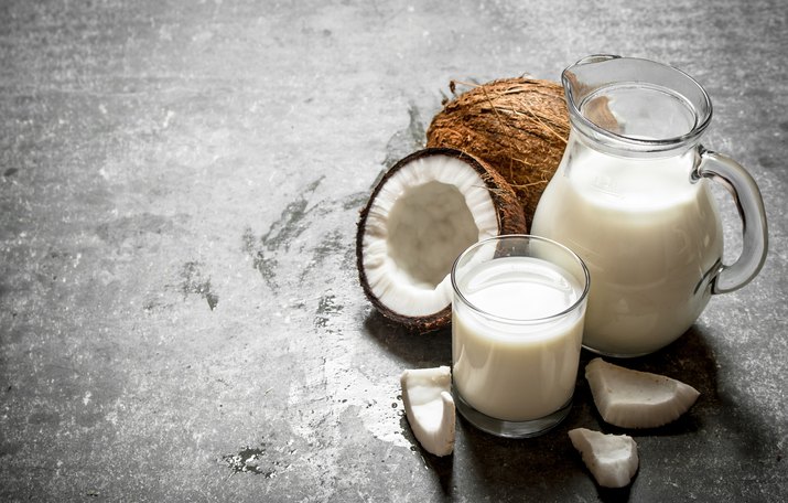 Coconut milk in the jar.