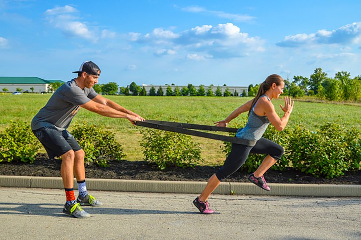 woman doing resisted sprints