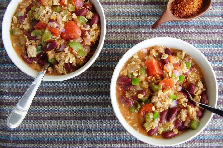 Stewed Cajun Turkey, Red Beans and Oats Savory Oatmeal Recipe