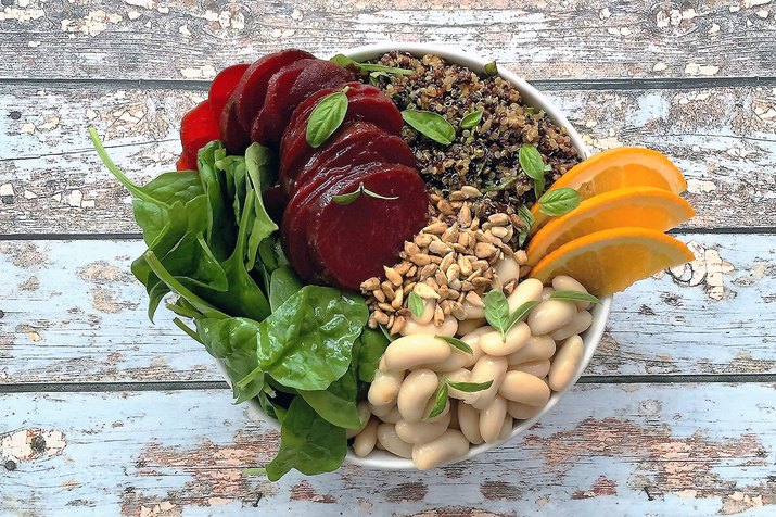Spinach, Beet and White Bean Bowl