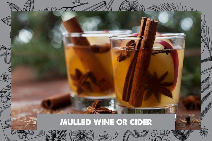 Glasses of mulled wine and cider.