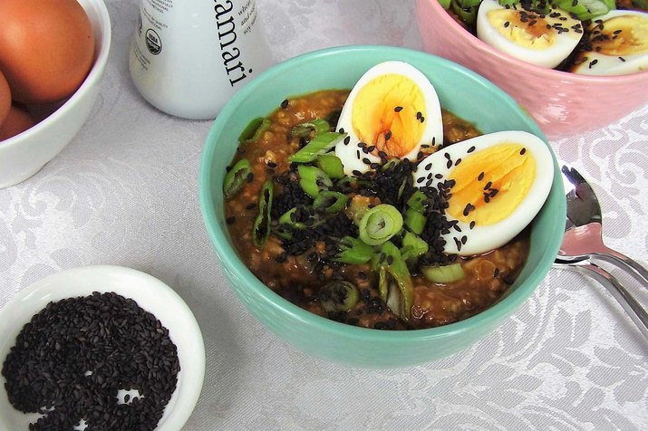 Asian-Style Oatmeal With Egg, Scallions and Tamari Savory Oatmeal Recipe