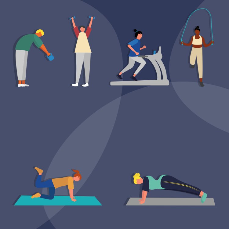 illustrations of people doing 20-minute workouts