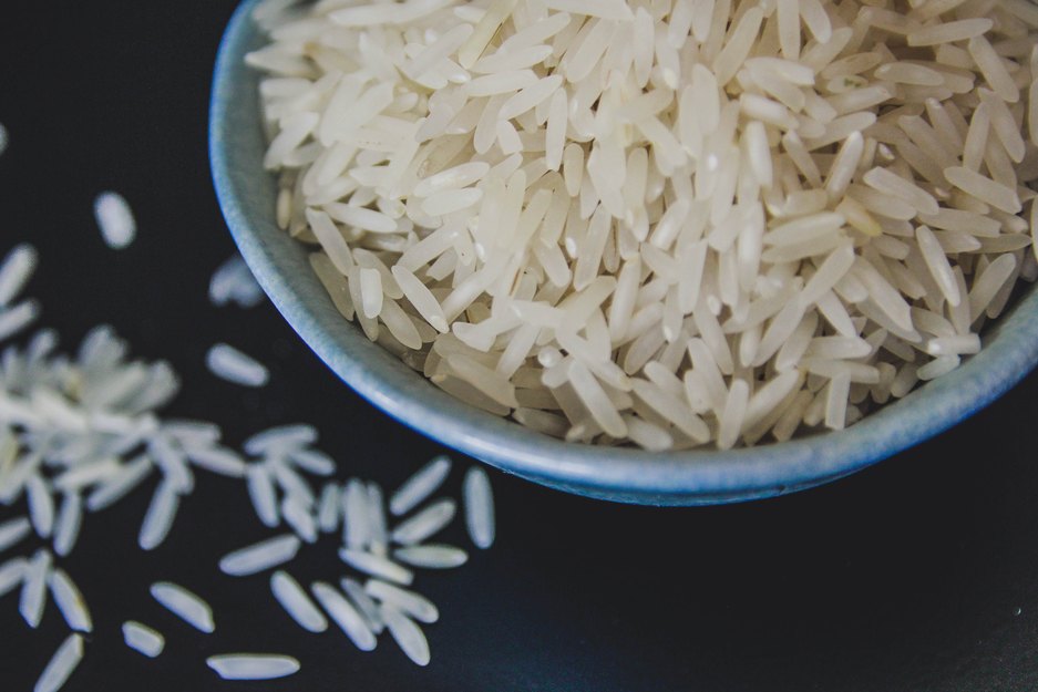 bowl of uncooked white rice